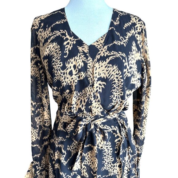 Paige Chamomile Dress‎ Size Small Hyde Black Mixed Tiger Print 100% Silk Lined - Picture 2 of 11